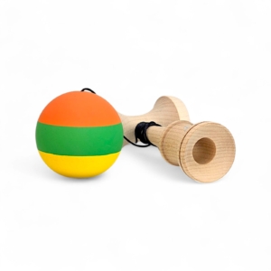 04 Kendama KBR Flaggy Orange Rubber Maple big cups & blance hole