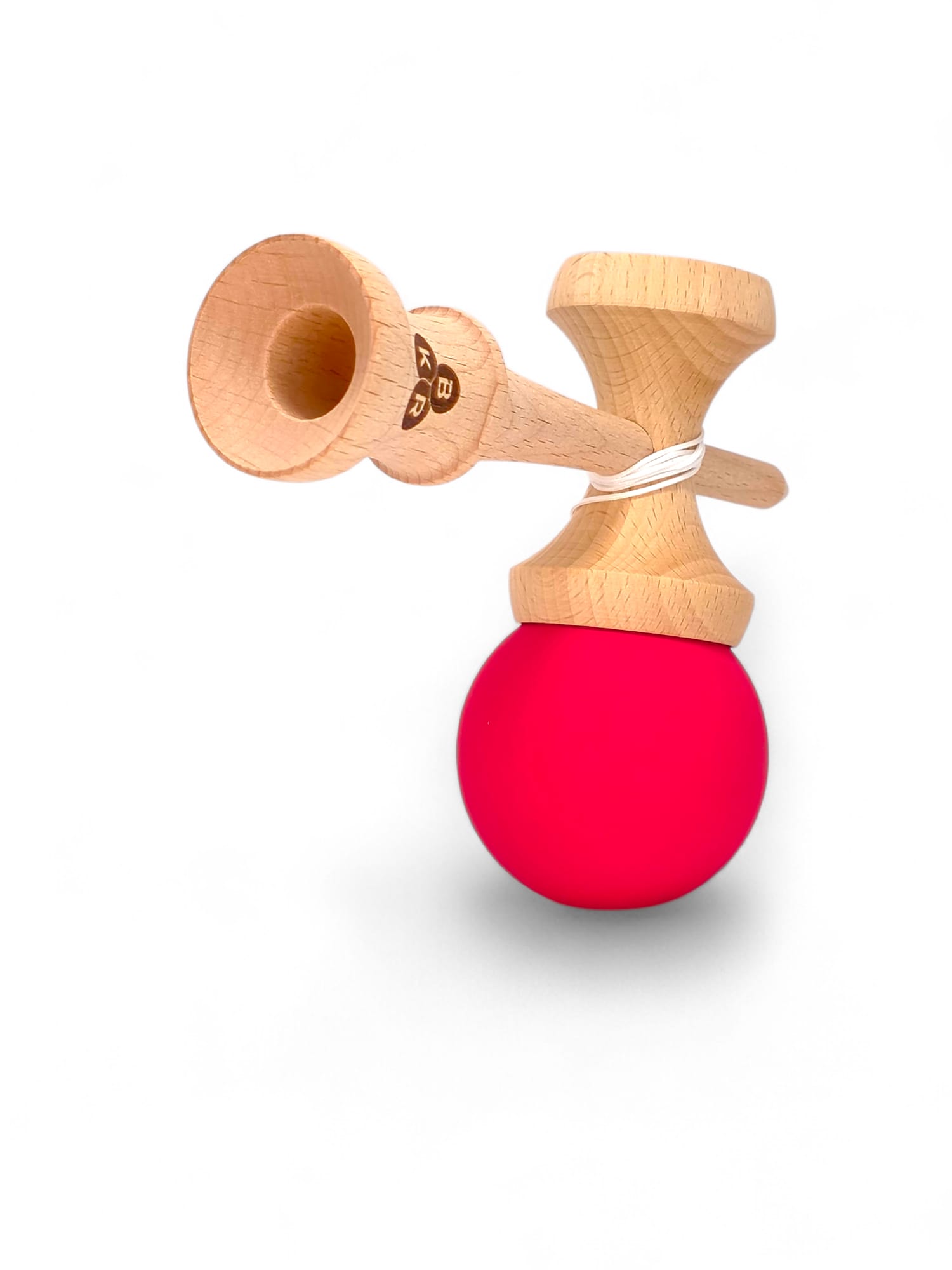 03-Kendama KBR Solid rubber grip Red, cu noul ken KBR big cups & balance hole